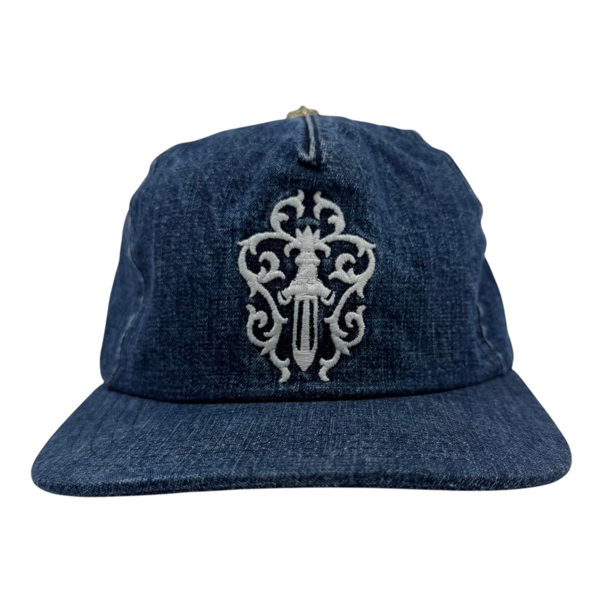 Chrome Hearts Dagger Embroidered Silver Button Cap Denim