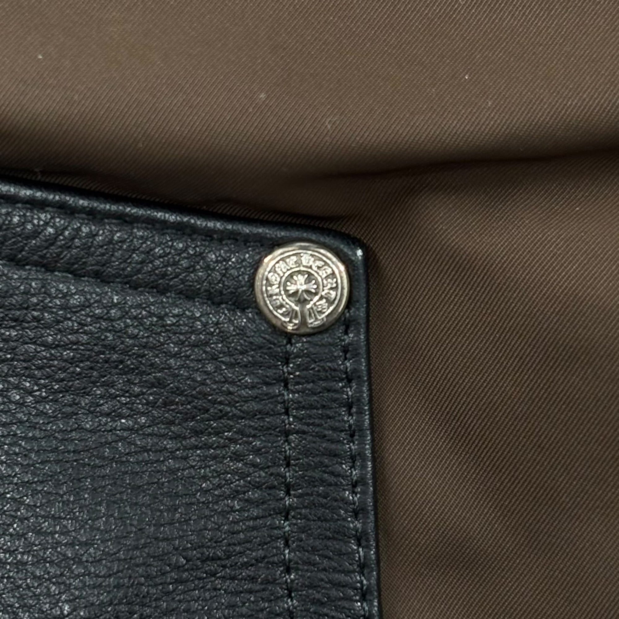 Chrome Hearts Leather Double Knee Carpenter Nylon Pants Brown