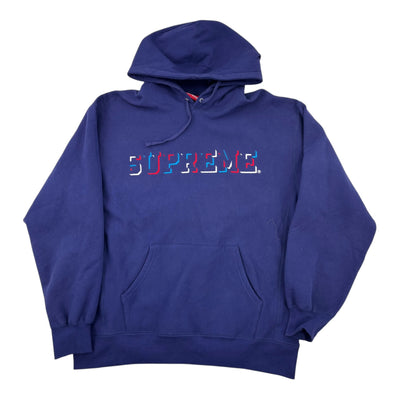 Supreme Drop Shadow Hooded Sweatshirt Washed Navy