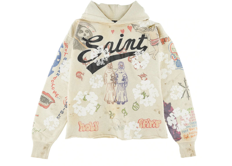 Saint Mxxxxxx x Denim Tears Graffiti Hoodie Grey