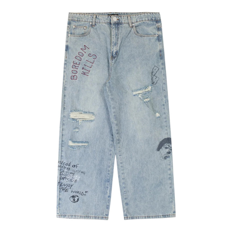 Boredom Kills Scribble Denim Indigo