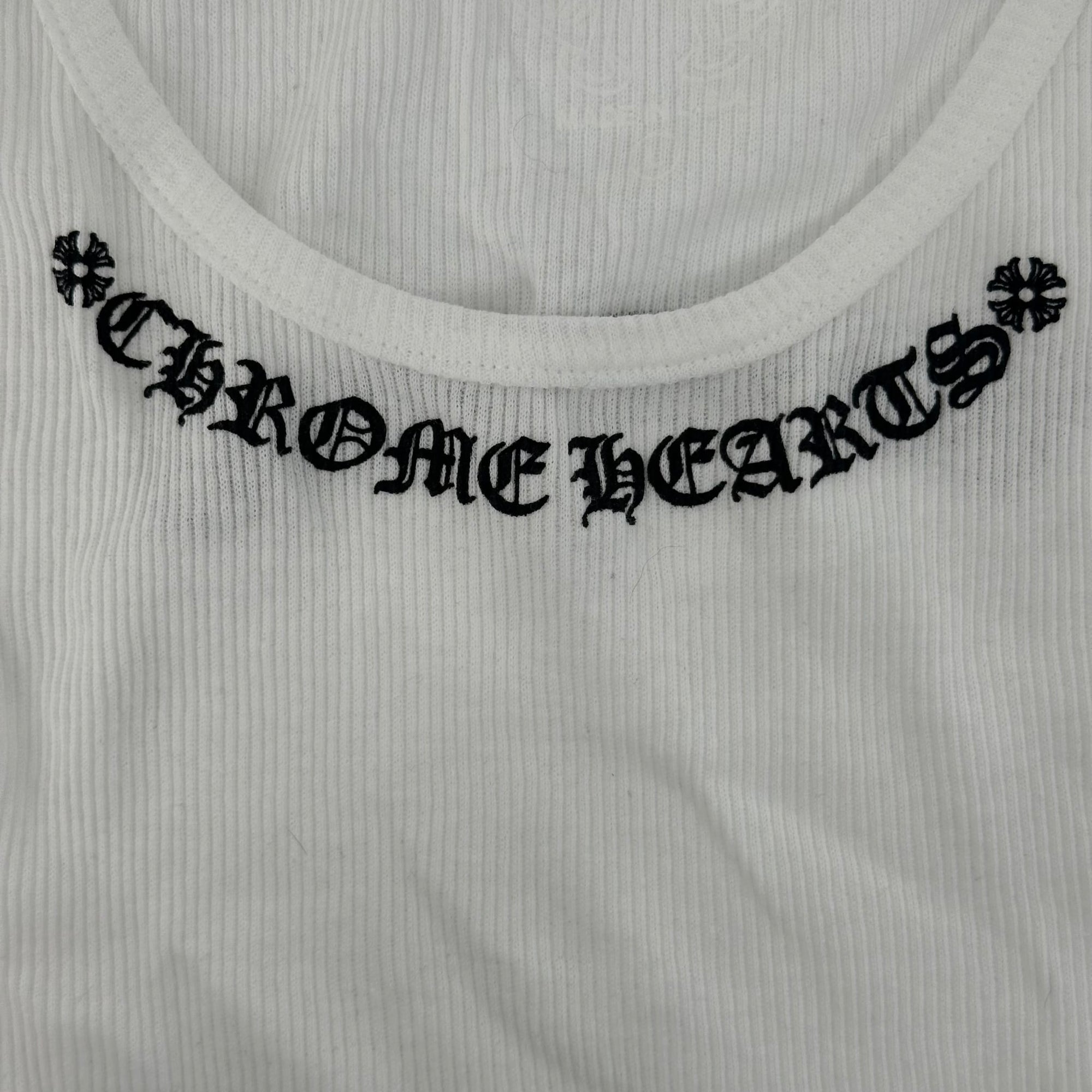 Chrome Hearts Scroll Logo Ribbed Tank Top White