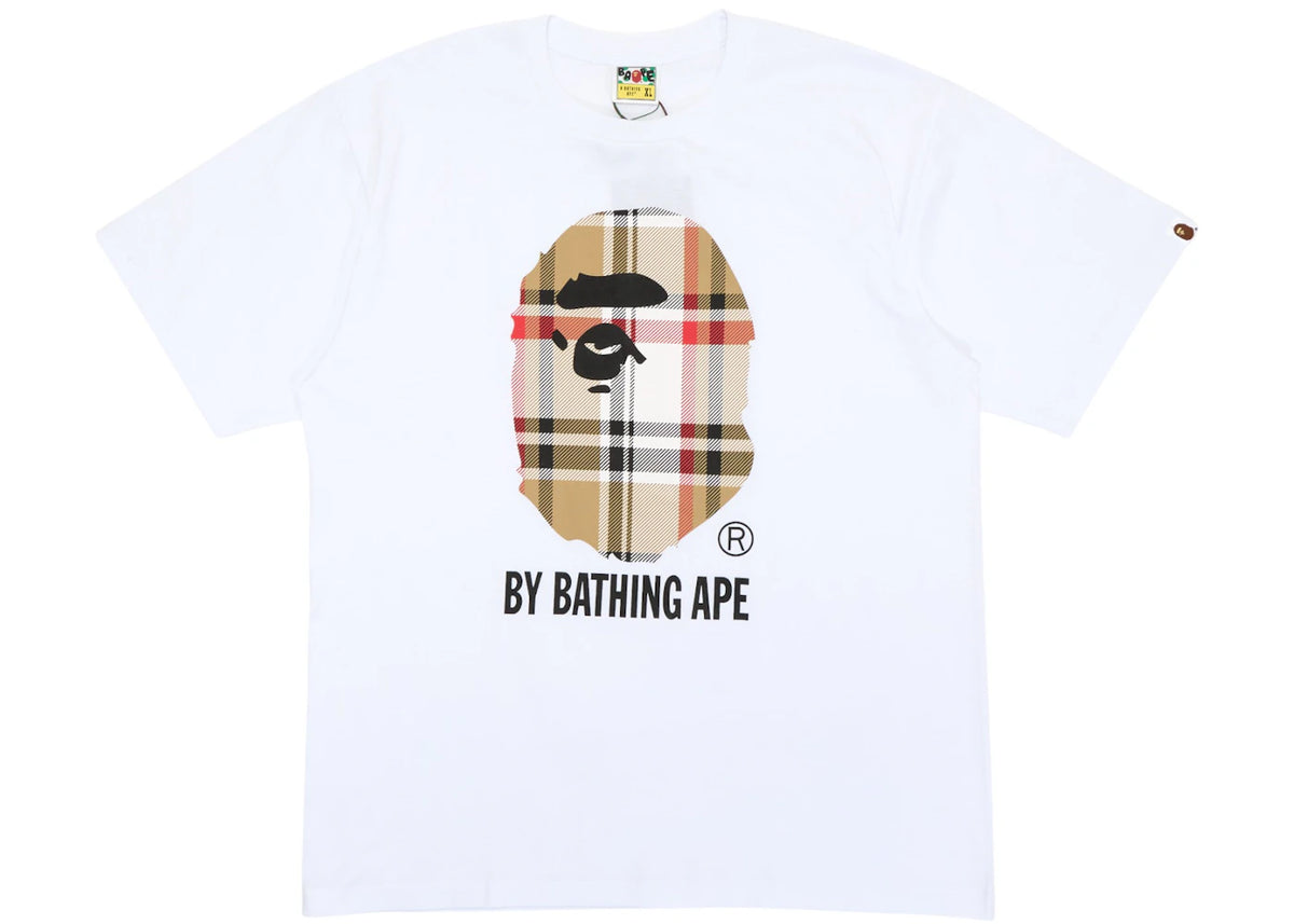 BAPE A Bathing Ape Check by Bathing Tee White/Beige