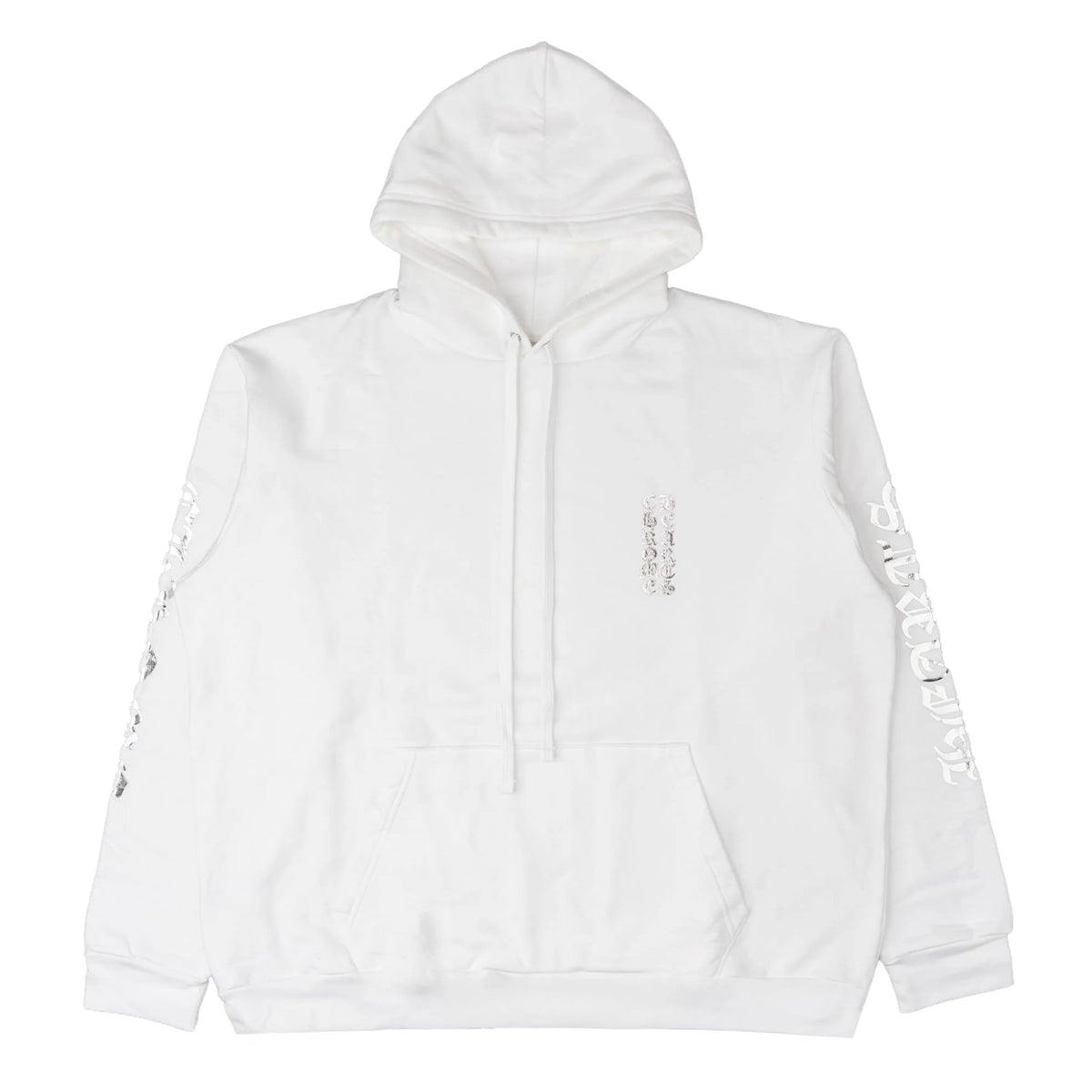 Chrome Hearts Vertical Logo Hoodie White & Silver
