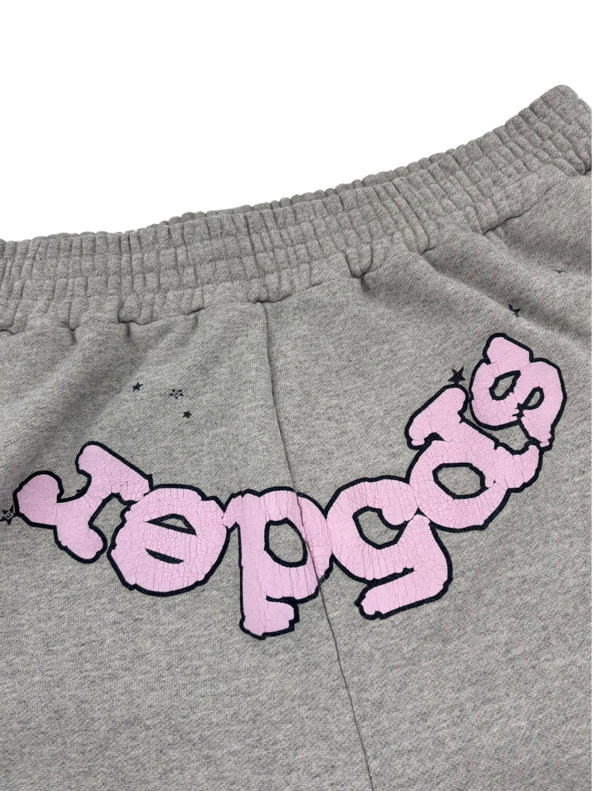 Sp5der Logo Sweatshorts Pink Grey