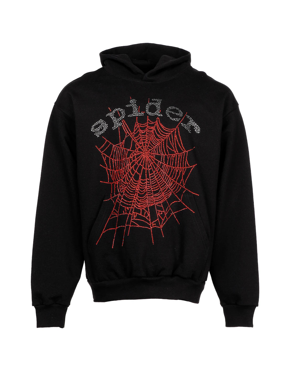 Sp5der OG Rhinestone Logo Hoodie Black