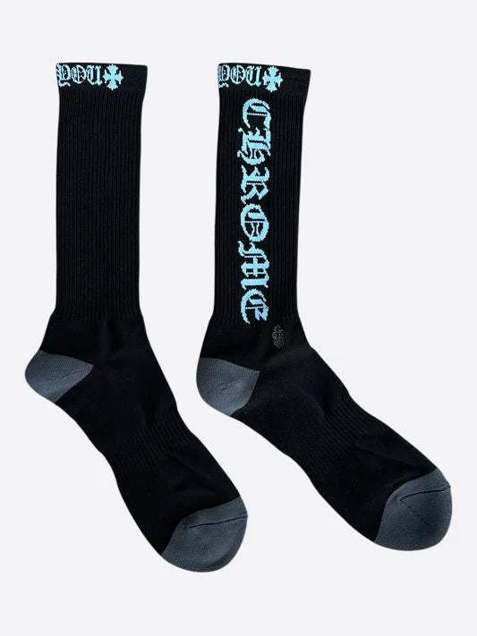 Chrome Hearts Vertical Logo Single Pair Sock Black/Blue
