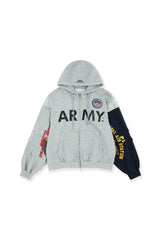 Protocol Reconstructed Sweatshirt Zip Hoodie Grey