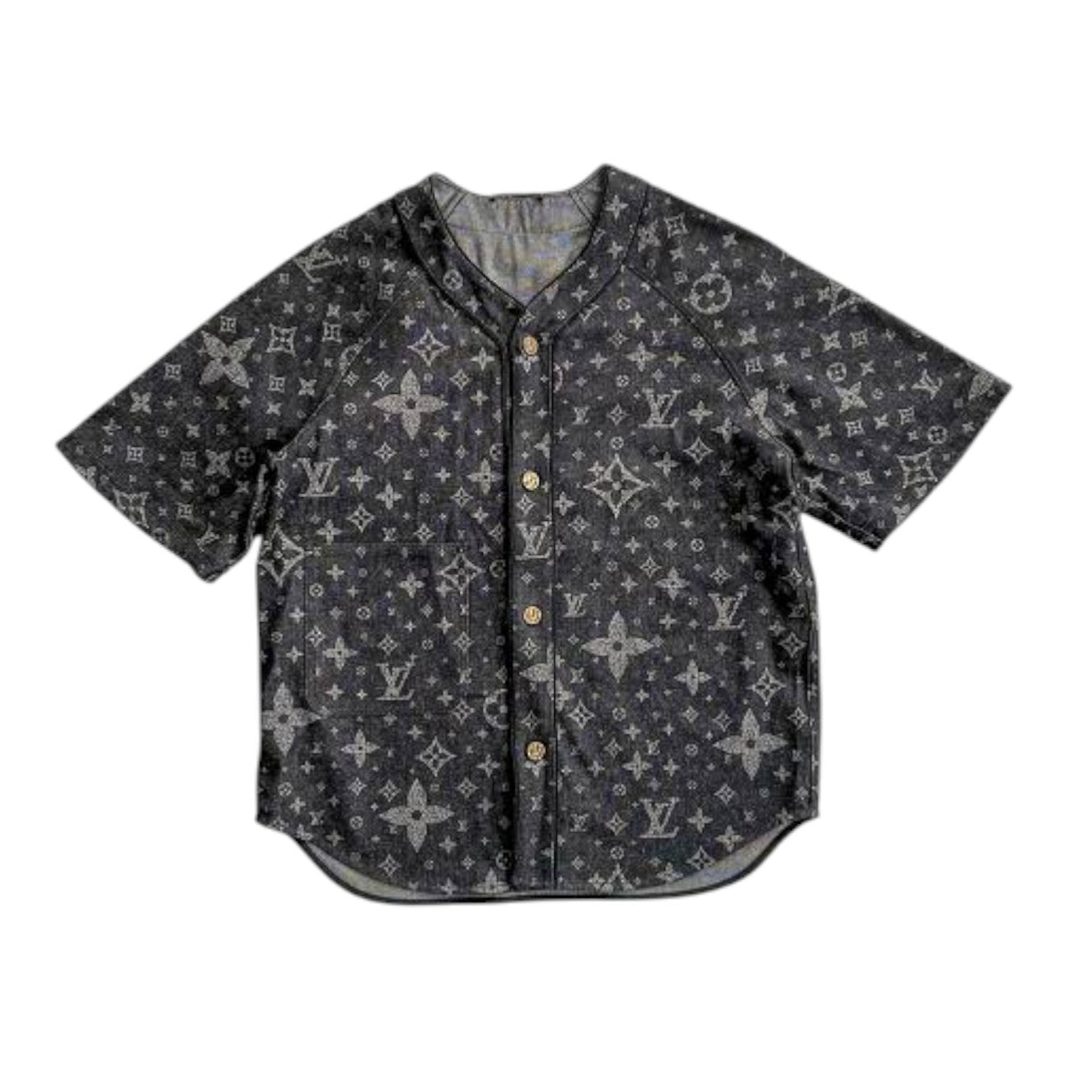 Louis Vuitton Monogram Denim Baseball Jersey Black