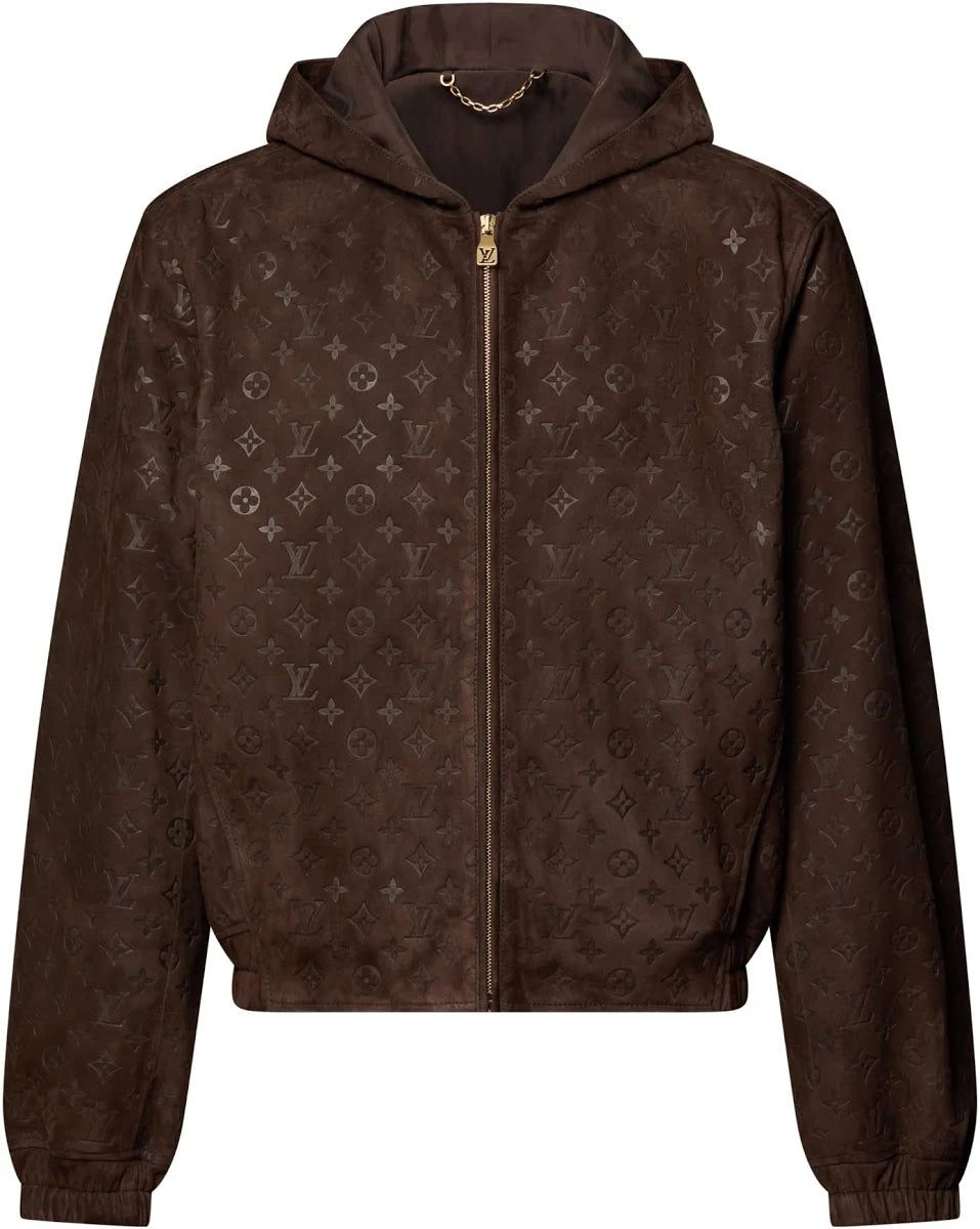 Louis Vuitton Monogram Embossed Suede Hoodie Brown