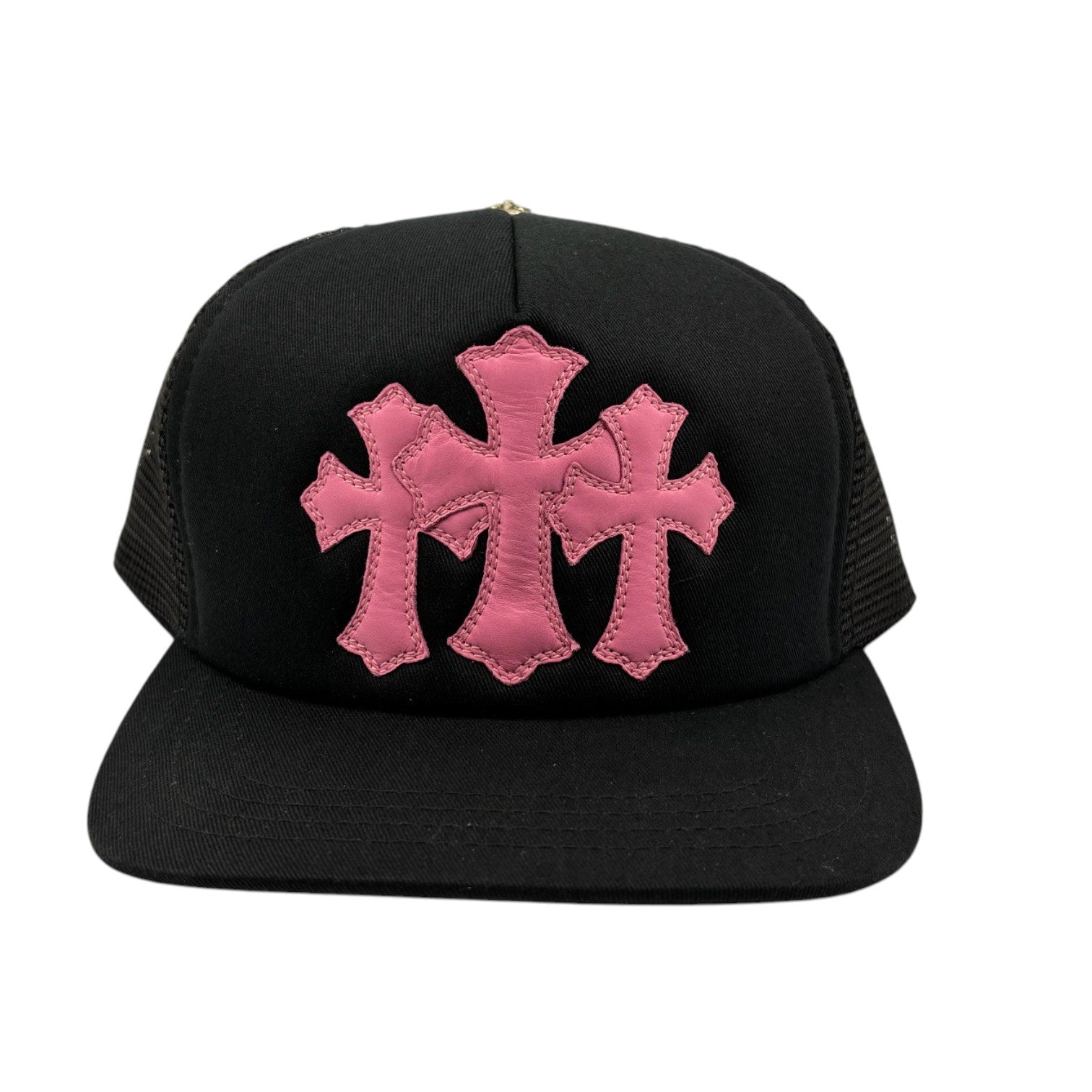 Chrome Hearts Triple Cross Cemetary Trucker Hat Black Pink