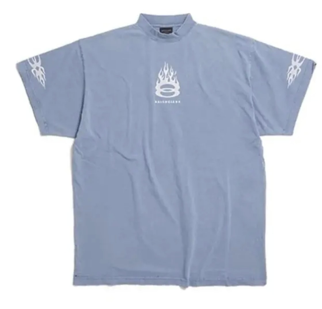 Balenciaga Burning Unity Tee Oversized Blue