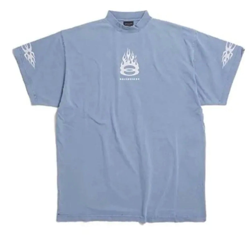Balenciaga Burning Unity Tee Oversized Blue