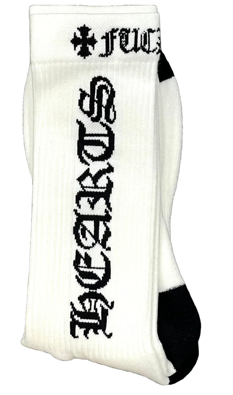Chrome Hearts Vertical Logo Socks White/Black