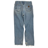 Carhartt Distressed Denim Flannel Lined Blue