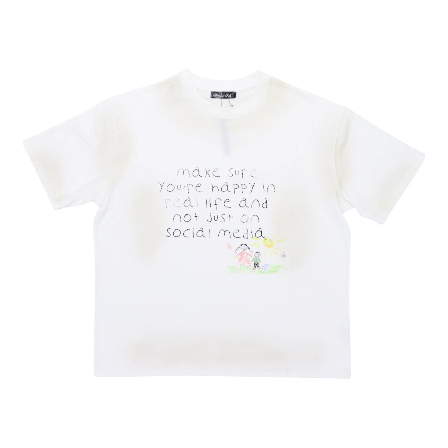 Boredom Kills Happy In Real Life Tee White