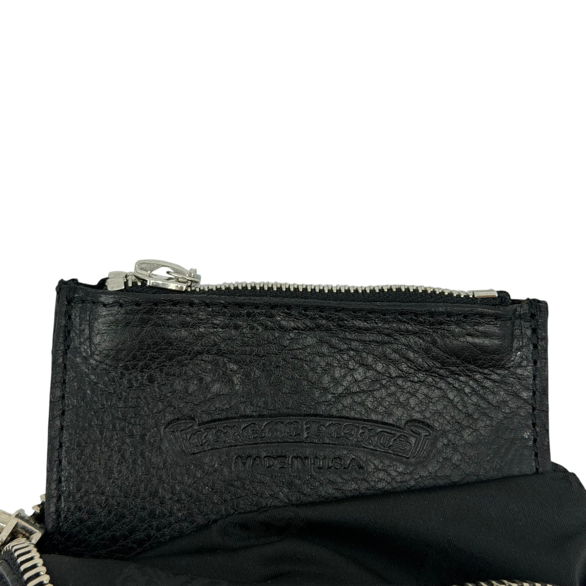 Chrome Hearts Leather Cross Patch Zipper Wallet Black