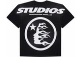 Hellstar Cartoon Logo Glitter Logo T-shirt Black