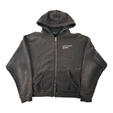 ERD Distressed Logo-Print Zip-Up Hoodie Dark Grey