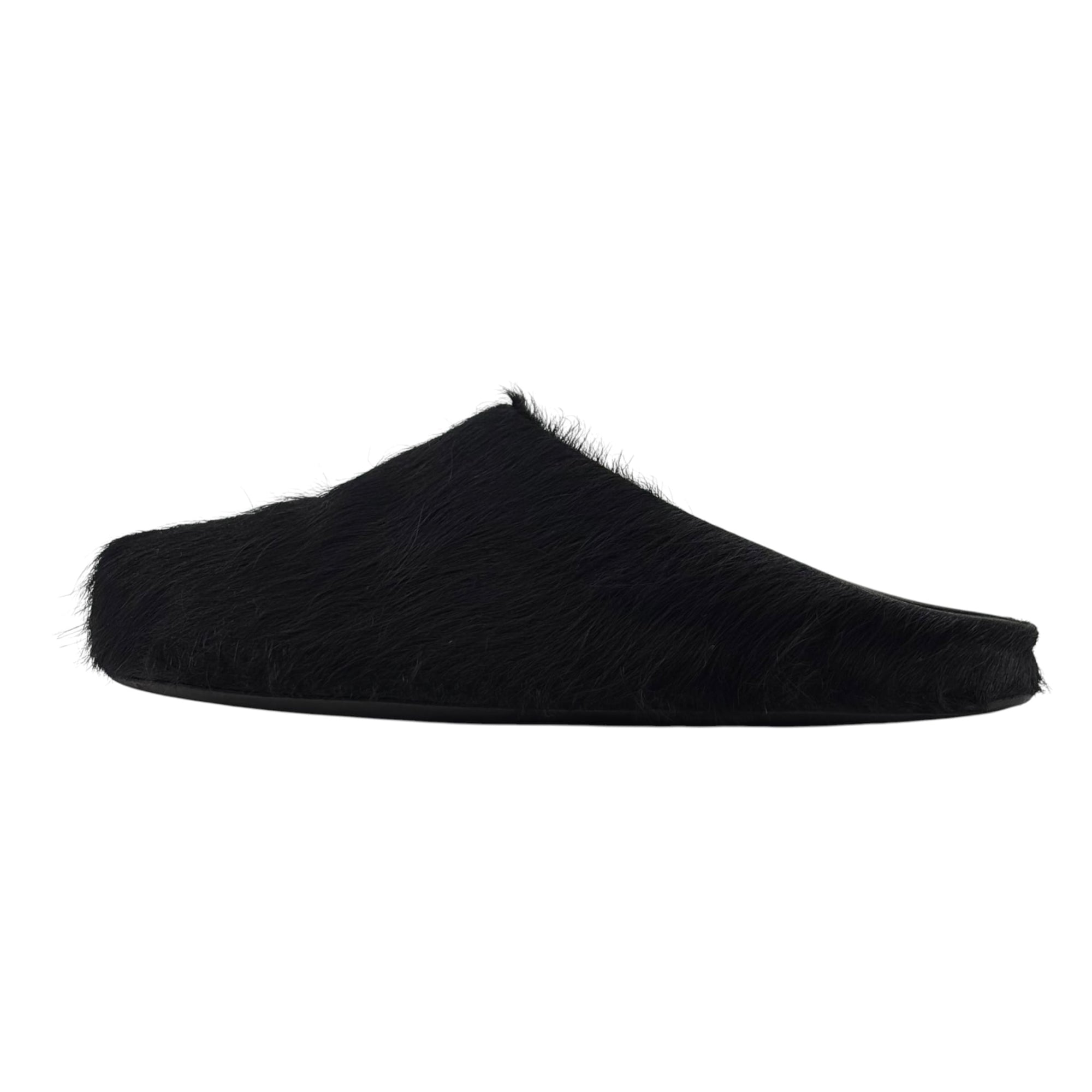 Marni Long Hair Calfskin Fussbett Sabot Mule Black