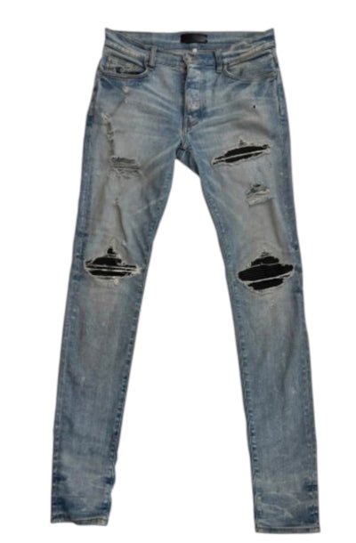 Amiri MX1 Black Ribbed Denim Light wash