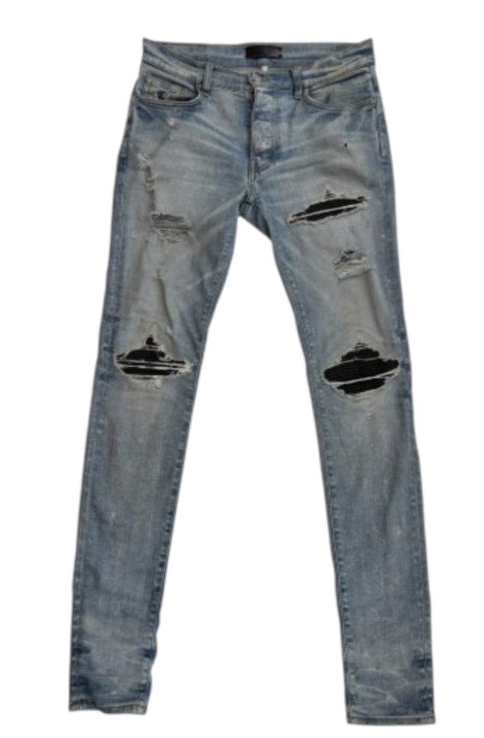Amiri MX1 Black Ribbed Denim Light wash