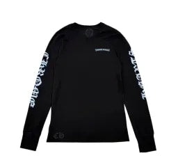 Chrome Hearts Blue Scroll Logo Thermal Long Sleeve Tee Black