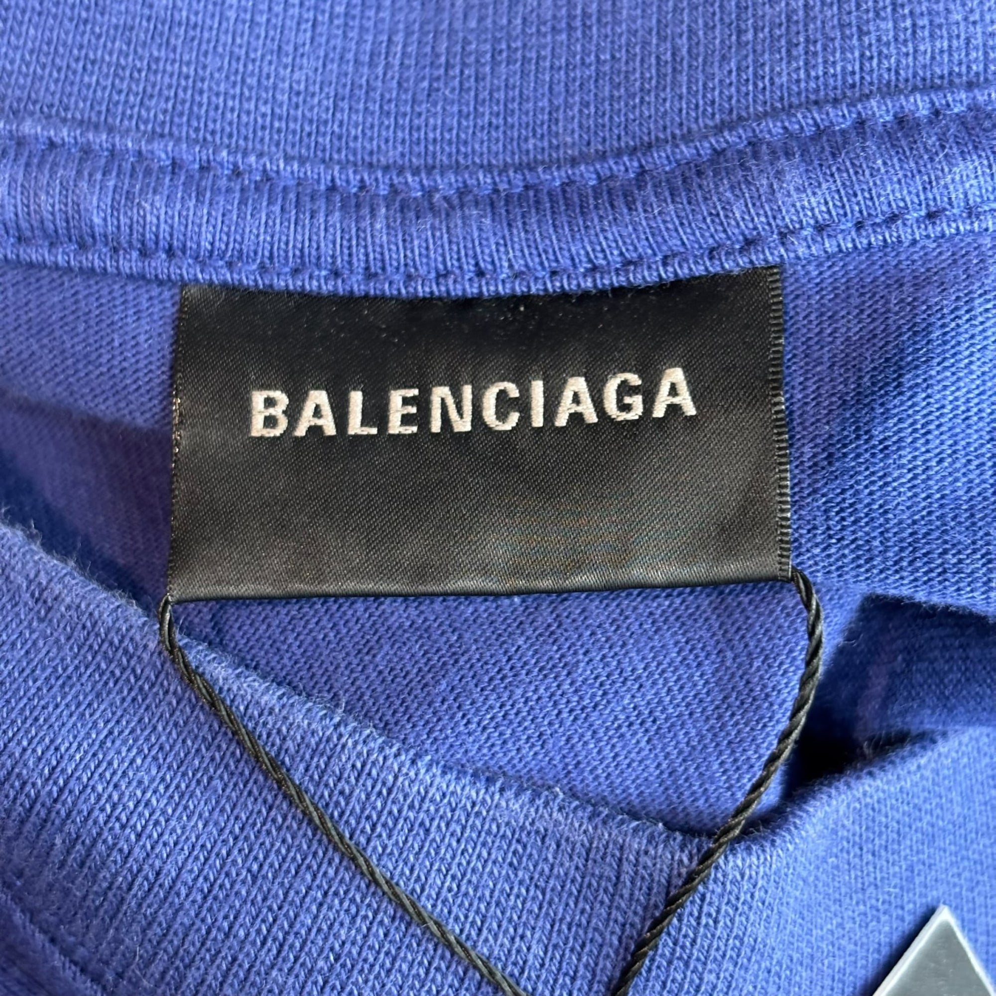 Balenciaga Distorted Logo Tee Blue