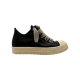 Rick Owens Temple Jumbolace Low Full Grain Cow Leather Black Milk
