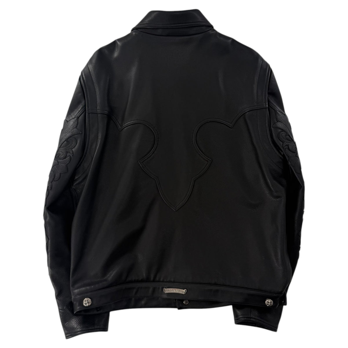 Chrome Hearts Floral Cross Patch Western Leather Jacket Black