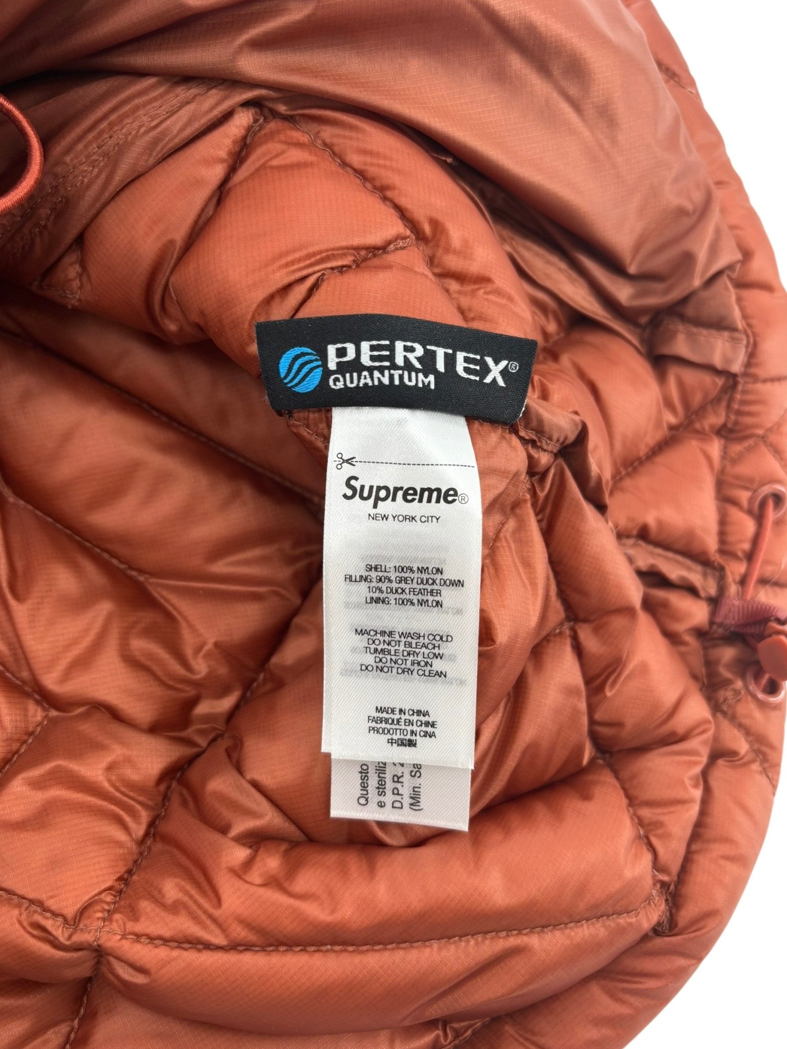 Supreme Spellout Quilted Lightweight Down Jacket Rust