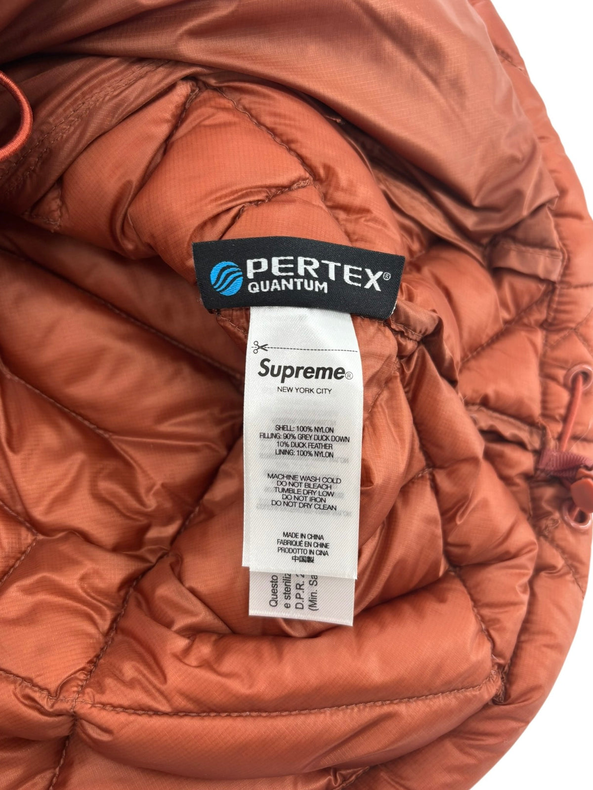 Supreme Spellout Quilted Lightweight Down Jacket Rust