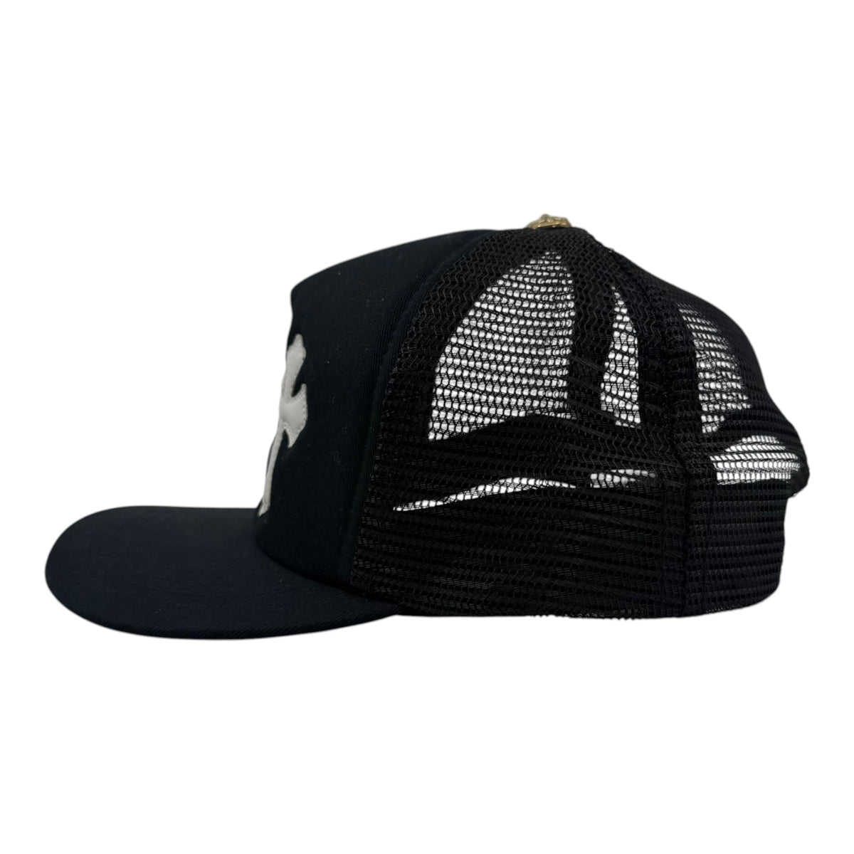 Chrome Hearts Triple Cross Patch Trucker Hat Black White