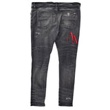 Amiri Staggered Logo Distressed Skinny Jeans
