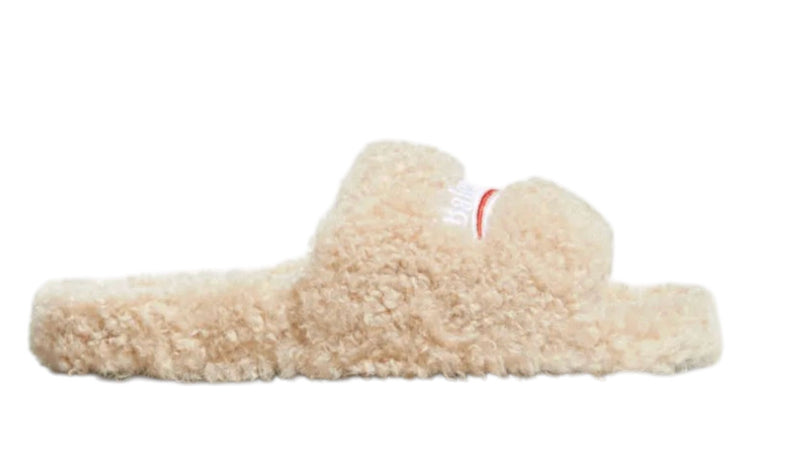 Balenciaga Faux Fur Sandal Beige