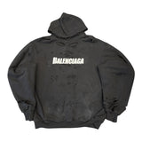 Balenciaga Caps Destroyed Hoodie Black/White