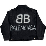 Balenciaga Spray Paint Logo Denim Jacket Black