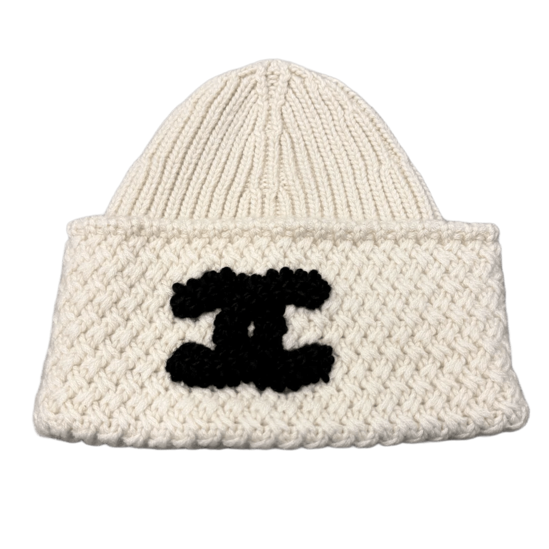 Chanel Knit CC Logo Cashmere Beanie