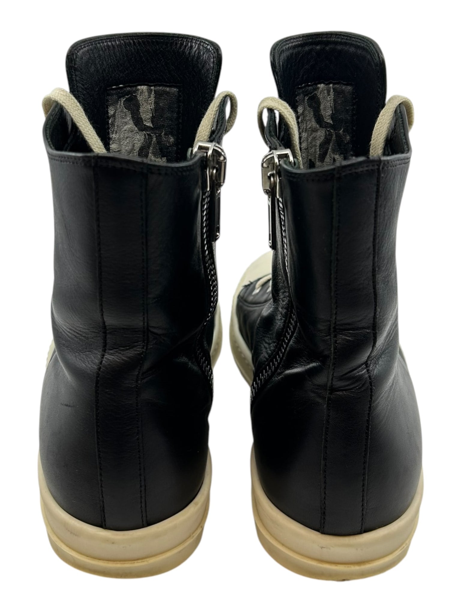 Rick Owens Ramones Leather High Top Black Cream