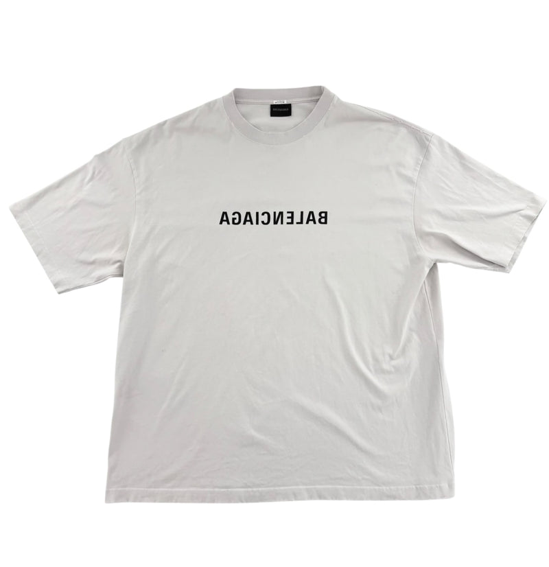 Balenciaga Mirror Logo Tee White