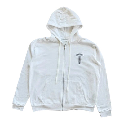 Chrome Hearts T-Bar Logo Zip Up Hoodie White