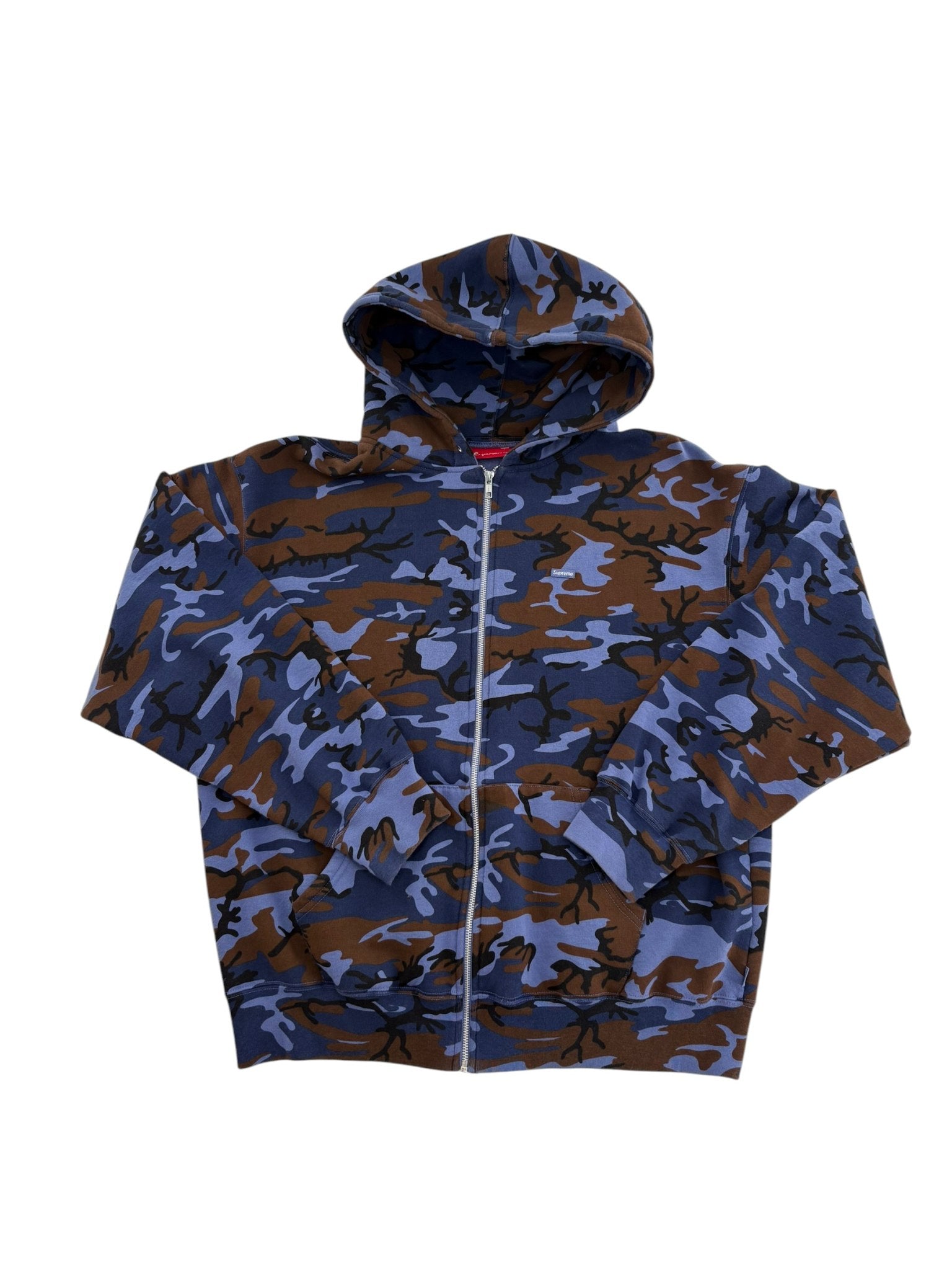 Supreme Logo Zip Hoodie Blue Camo