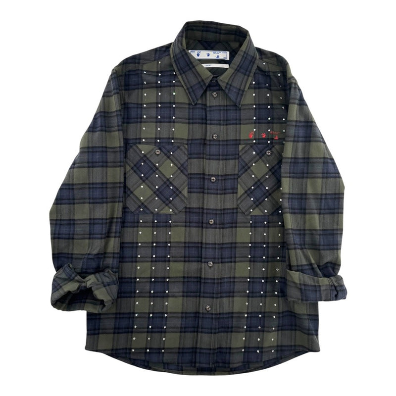 Off White Flannel Blue Green