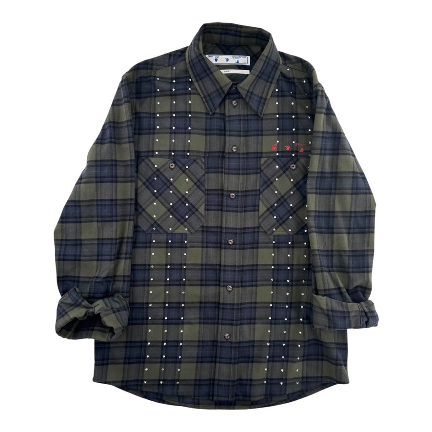 Off White Flannel Blue Green
