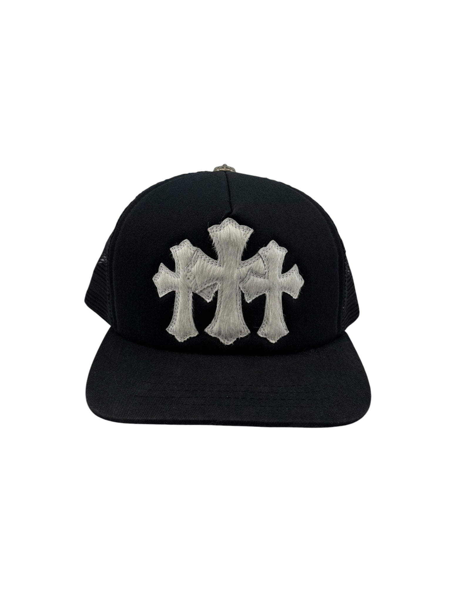 Chrome Hearts Pony Hair Cemetery Cross Patch Trucker Hat
