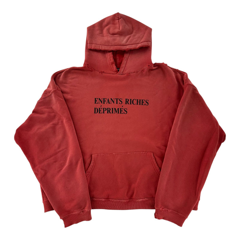 ERD Distressed Logo Hoodie Red