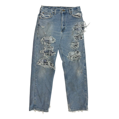 Carhartt Distressed Denim Flannel Lined Blue