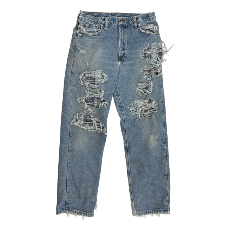 Carhartt Distressed Denim Flannel Lined Blue
