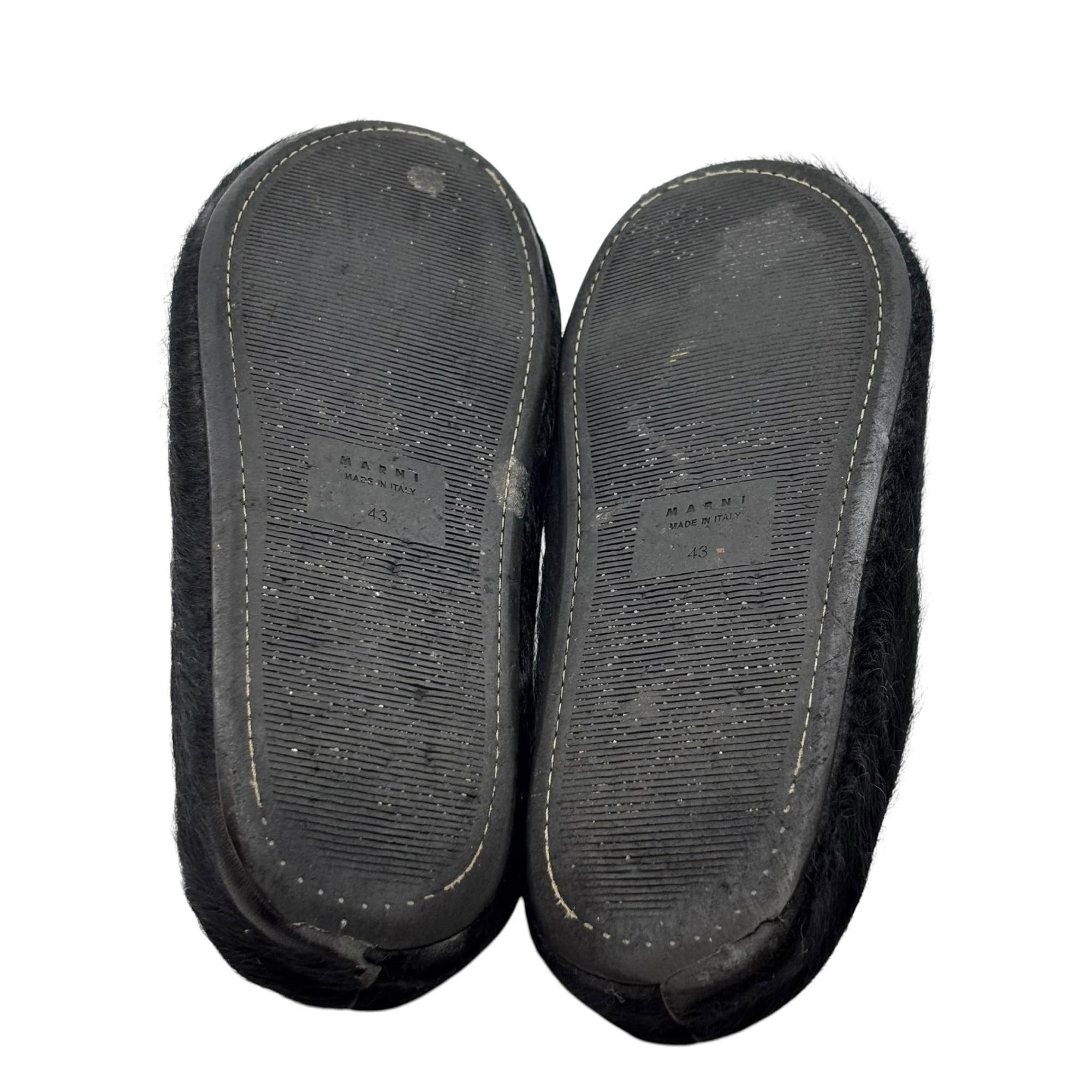 Marni Long Hair Calfskin Fussbett Sabot Mule Black