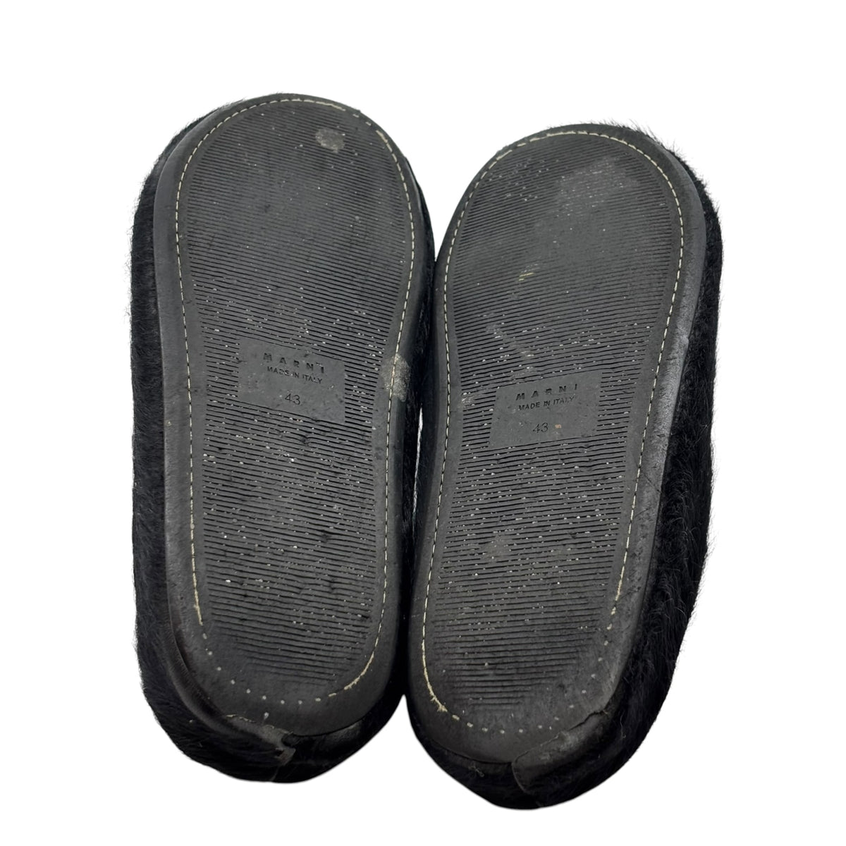 Marni Long Hair Calfskin Fussbett Sabot Mule Black